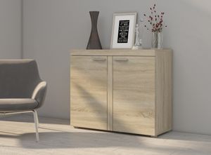 FURNIX Sideboard RIVAY Anrichte Kommode für Esszimmer, Wohnzimmer mit 2 Türen 97,2 cm breit klassisch Eiche Sonoma