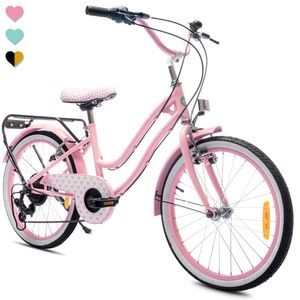 Dětské kolo od 6 let 20palcove Dětské kolo Dívčí kolo s 6 rychlostmi Simano Heart Bike pudrově růžová Sun Baby
