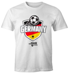 Herren T-Shirt Fan-Shirt WM Deutschland Germany Fußball Weltmeisterschaft Moonworks® weiß 4XL