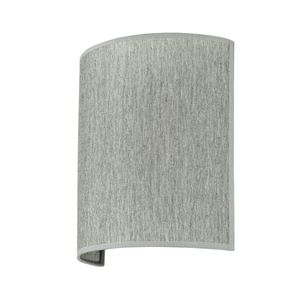 Moderne Loft-Wandlampe ALICE, Schirm aus Stoff im halbrunden, grauen Design, H: 23 cm, für Wohnzimmer, Flur und Schlafzimmer
