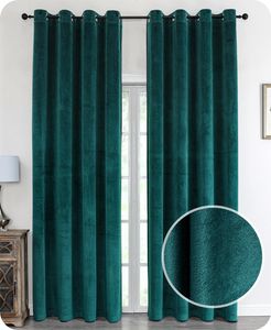 BEAUTEX Samt Vorhang, Ösen Verdunkelung Gardine, Velvet Blickdicht, 140x245 cm, Farbe wählbar (Petrol)
