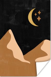 MuchoWow® Poster Boho - Sterne - Mond - Berg - Abstrakt 40x60 cm - Plakate für die Wand - Poster Babyzimmer