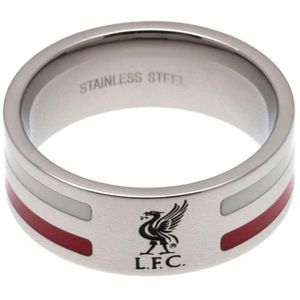 Prsten s barevnými pruhy FC Liverpool TA1672 (velký) (stříbrná/červená/bílá)