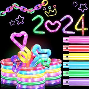 12 Stück LED Pop Tubes Set – Buntes Party Deko mit Knicklichter Armbändern für Kindergeburtstag & mehr! Sensorik Spielzeug für Kleinkinder, 6 Farben