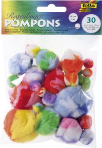 folia Regenbogen-Pompons 30 Stück farbig sortiert