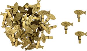 Oblique Unique 36 Mini Fisch Wäscheklammern gold Holz Klammern Holzklammern Deko Konfirmation Kommunion Taufe Hochzeit