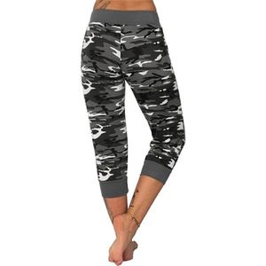 Sexydance Damen Yoga Leggings Mit Camouflage-Print Abgeschnittene Füße,Farbe: Grau,Größe:L