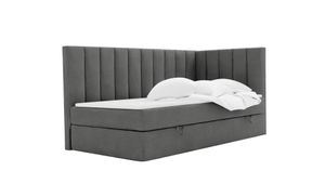 Skříňová postel KULMA s čelem ve tvaru L, 100 x 200 cm, s podstavcem pod postel, barva: světle šedá