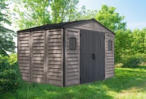Duramax Kunststoff Gartenhaus 325x247 Geräteschuppen Garten Gerätehaus Drehtüren, H. 233 x B. 325 x T. 247 cm