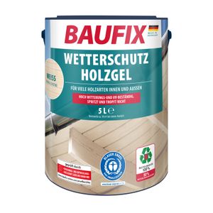 BAUFIX Wetterschutz-Holzgel weiss seidenglänzend, 5 Liter, Holzlasur