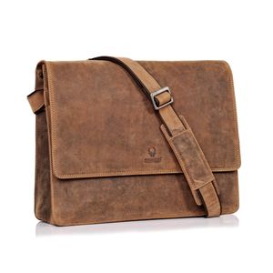 DONBOLSO Barcelona Messenger Bag I Leder Umhängetasche für Laptop I Aktentasche für Notebook I Tasche für Damen und Herren I Vintage Braun