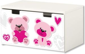 Pink World Möbelfolie | BT17 | Möbelaufkleber mit Pink World-Motiv | passend für die Kinderzimmer Banktruhe STUVA von IKEA (90 x 50 cm) (Möbel Nicht Inklusiv)