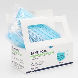 3A Medical Mund- und Nasenschutz, Typ2R medical - blaue 3-lagige OP-Masken - Typ IIR (50er Box)
