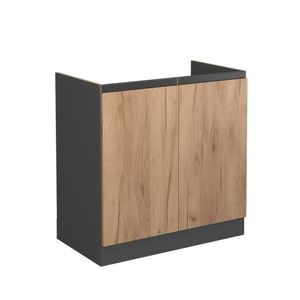 Vicco Spülenunterschrank R-Line, 80 cm J-Shape, ohne Arbeitsplatte, Goldkraft Eiche/Anthrazit