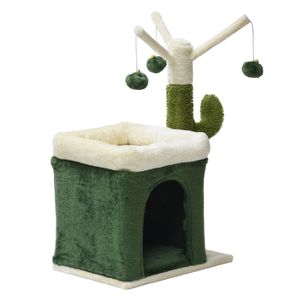 Fudajo Kratzbaum für Katzen Kaktus Kletterbaum 70cm mit 4mm Sisal Katzenhaus und 3 Spielbälle