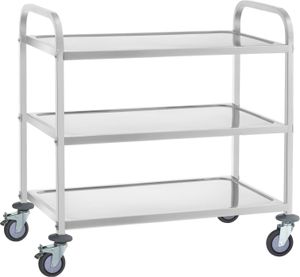 Royal Catering Servierwagen - Edelstahl - 3 Borde - Ablagen: 90 x 50 cm - 500 kg -
