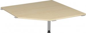 Geramöbel Verkettungsplatte Fünfeck 90° mit Stützfuß, mit Kabelführung, inkl. Verkettungsmaterial, höhenverstellbar, 1225x1225x680-800, Ahorn/Silber, S-555010-AS