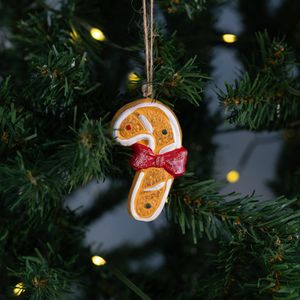 Keramik Deko-Hänger Zuckerstange 5 x 7cm Weihnachtsdeko Christbaumschmuck Anhänger