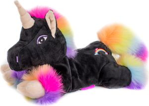 Habibi Wärmetiere Körnerkissen Kuscheltier Wärmflasche für Mikrowelle & Ofen - Einhorn black rainbow (Füllung herausnehmbar)