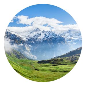 Runde Tapete selbstklebend - Schweizer Alpenpanorama, Größe HxB:150 × 150 cm, Material:Selbstklebend