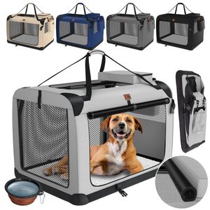 LOVPET® Hundebox Hundetransportbox faltbar Inkl.Hundenapf Transporttasche Hundetasche Transportbox für Haustiere, Hunde und Katzen Haustiertransportbox, Farbe:Anthrazit, Größe:L
