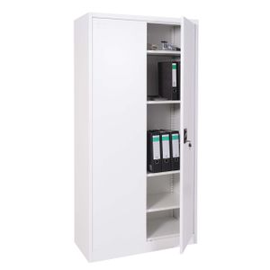 Aktenschrank HWC-H17, Stahlschrank Büroschrank Schrank, 2 Türen abschließbar Metall  185x90x40cm weiß