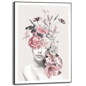 Gerahmtes Bild Slim Frame Blumenfrau Stilvoll - Romantisch - Porträt - Flora
