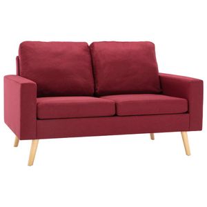 ❀ Hohe Qualität 2-tlg. Sofagarnitur Wohnlandschaft-Sofa Couch Relaxsofa Stoff Weinrot