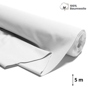 Baumwollstoff Meterware weiß Stoff aus 100% Baumwolle 1,6 m x 5 m - Stoffe zum Nähen Nähstoffe Uni Baumwollstoffe  Standard 100