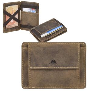 Greenburry Magic Wallet Minibörse Geldbörse Leder braun mit Münzfach 10x7cm