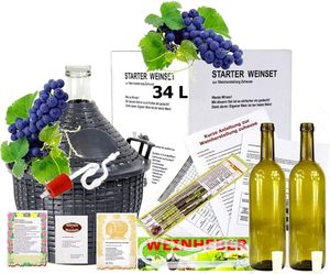 Starterset -Mach Wein selbst komplettes Weinset Wein selbermachen Weinballon (5 Liter)