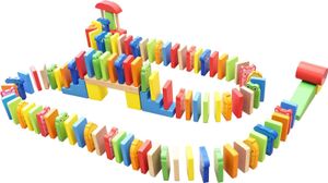 SpielMaus Holz farbenfrohes Domino-Spiel, 100 teilig ab 3 Jahren