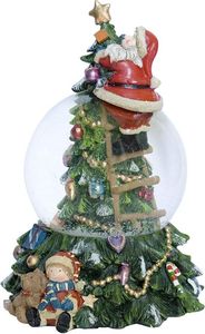 Wurm  Schneekugel Spieluhr Weihnachtsmann auf Weihnachtsbaum