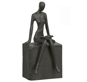 Casablanca Skulptur Readable Lesende Frau Buchstütze 16 cm Eisen brüniert