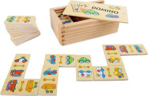 Hra Domino Vehicles - drevené domino s farebnými motívmi áut