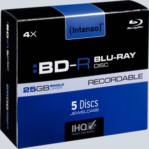 Intenso BD-R Recordable 25GB 4x Speed - 5stk Jewel Case