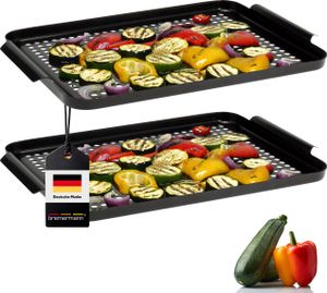 bremermann Grillplatte 2er-Set, Grillpfanne, antihaftbeschichtet 29,5 x 25,5 cm