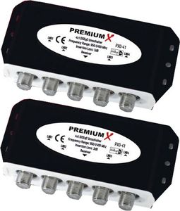 2x PremiumX PXD-41 DiSEqC Schalter 4/1 Umschalter 2.0 Switch Diseq C Wetterschutzgehäuse Satellitenweiche SAT TV Switch Verteiler Splitter