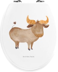 Mr. & Mrs. Panda Motiv WC Sitz Sternzeichen Stier - Weiß - Geschenk, WC-Sitz, Geburtstag Mai, Klodeckel, Geburtstag April, Klobrille, Astrologie, Aszendent, Rind