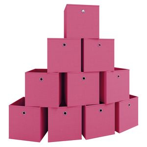 VCM 10er Set Faltbox Klappbox Stoff Kiste Faltschachtel Regalbox Aufbewahrung Boxas Pink