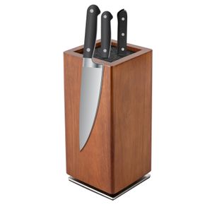 Magnetischer Messerblock Messerhalter 360° drehbarer Besteckhalter Küchenmesser-Organisator mit Borsteneinsatz Akazienholz