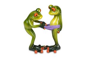 Formano lustige Frösche Figur Frosch Froschpaar schaut in hose Poly 14 cm