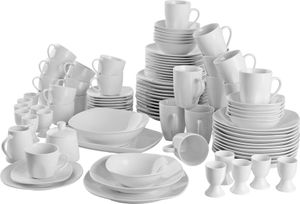 Kombinovaný servis Salerno, porcelán, pre 12 osôb, 100 kusov - biely