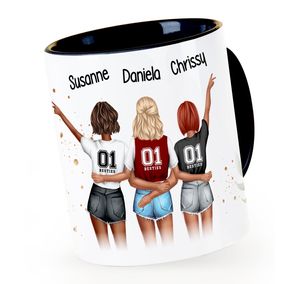 Tasse Beste Freundinnen 3 personalisiert Geschenk Freundschaft Frauen BFF Best Friends SpecialMe® Inner-Schwarz Keramik-Tasse