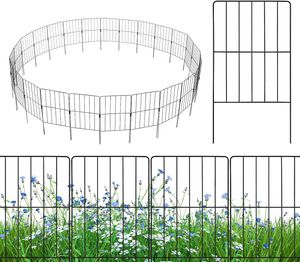 GOPLUS 25 Stück Gartenzaun Metall, 60 cm hoch Steckzaun Komplettset, Metallzaun Teichzaun Zaun für Hunde, Garten