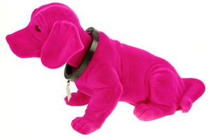 Kremers-Schatzkiste Wackeldackel groß 30 cm Pink Wackelkopfdackel Made in Germany fürs Auto