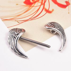 1 Stück Damen Flügelförmiger Edelstahl Nippelschild Ring Piercing Bar Schmuck