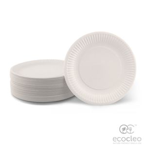 Ecocleo® PAPPTELLER, rund, 18cm, 1000 Stück Einwegteller weiß, beschichtet