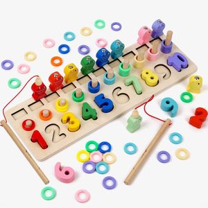 BeebeeRun Lernspielzeug Montessori Angelspiel, Multifunktionale Holzspielzeug Puzzlespiel zum Erlernen von Zahlen und Farben für Kinder ab 3 Jahren