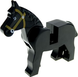 1x Lego Tier Pferd schwarz Pupillen weiß Zaumzeug hell nougat 7187 4493c01pb07